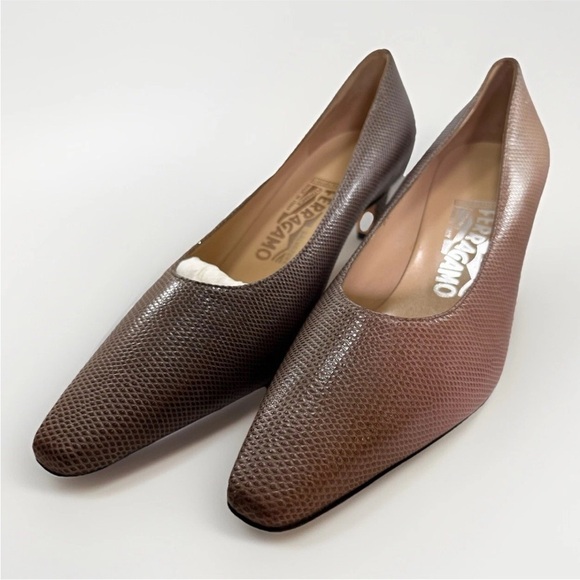 New Never Worn Salvatore Ferragamo Snakeskin Pumps Heels Leather Made Italy 8.5 - Picture 1 of 14